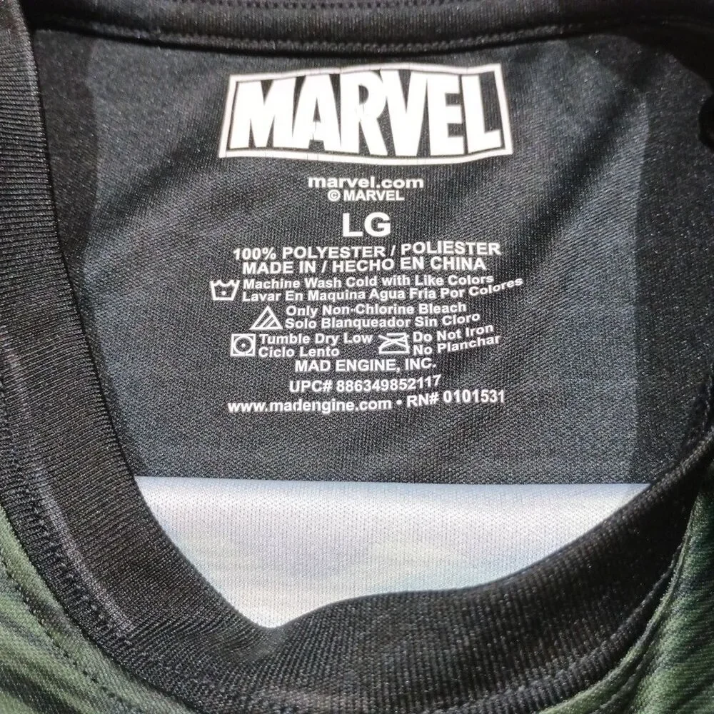Marvel Baby Hulk Pop‎ Mens T-Shirt Polyester Black and Green Sz Large